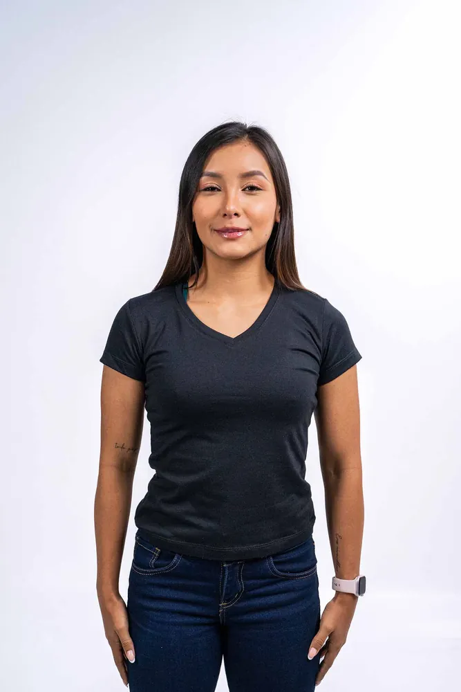 Camiseta mujer cuello en V